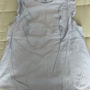 crown & ivy Blue and White Ruffle Blouse